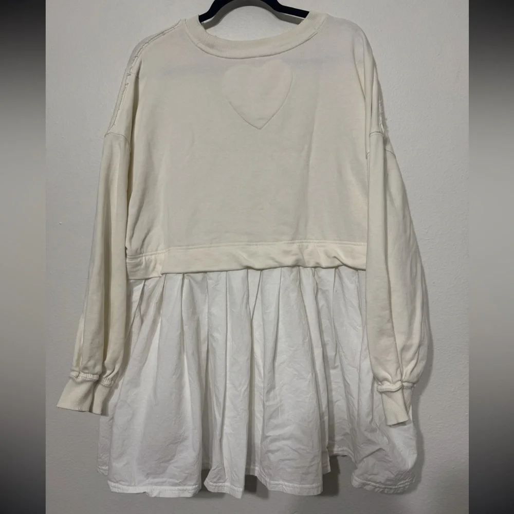 Free People Eleanor Pleated Trapeze Sweatshirt Mini Dress Size Small Oversized